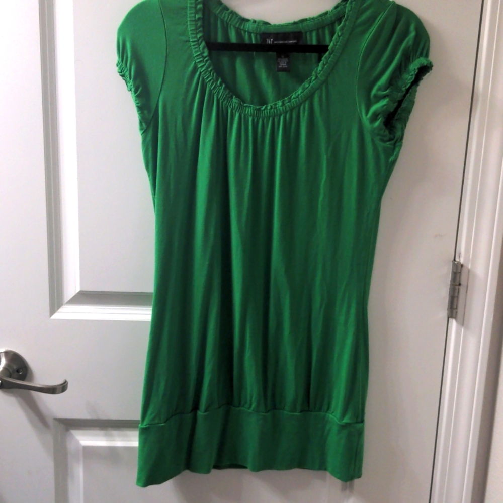 INC M Bright Green Vintage Y2k Bubble Mini Dress